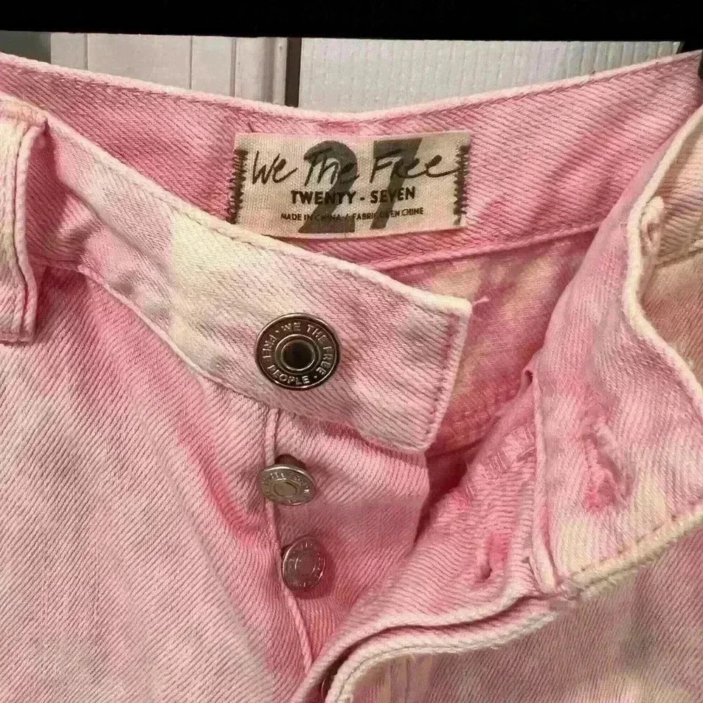 We The Free Free People Loving Good Vibrations Short Pink w/white marble Size 27 - Picture 3 of 3